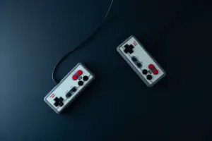 A game controller on a table