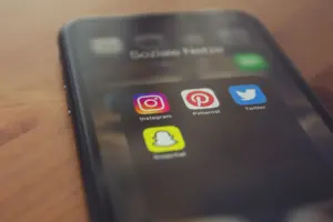 A smartphone showing social media apps