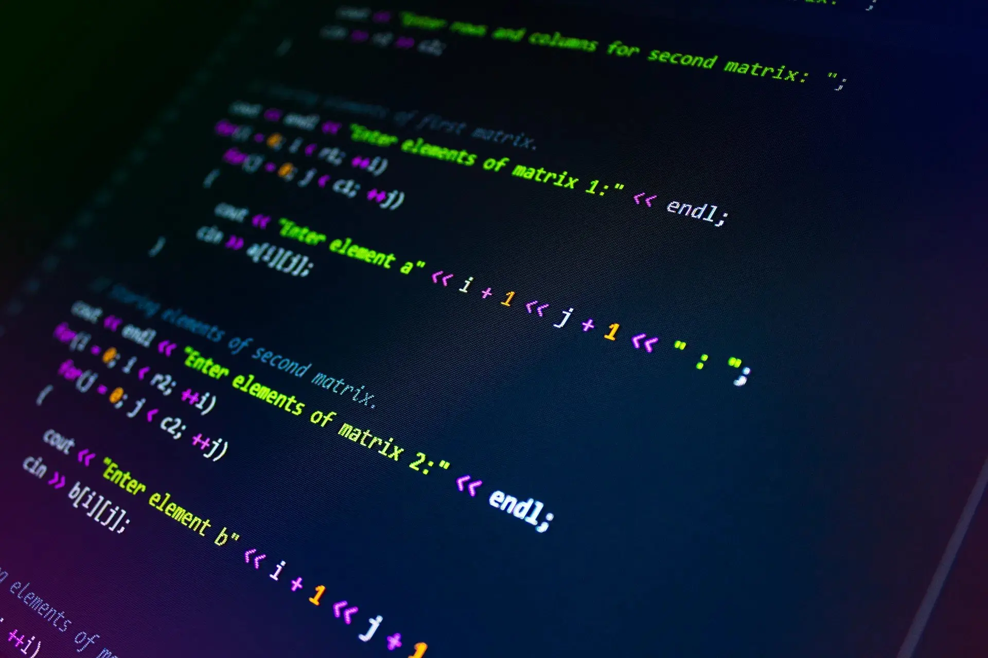 Lines of program code on a screen